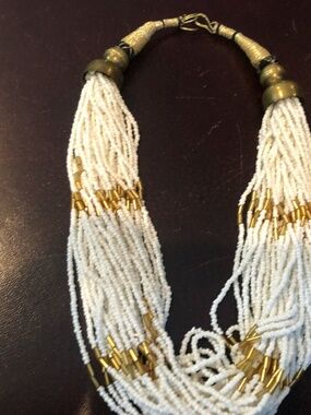 White with Gold Beaded Necklace